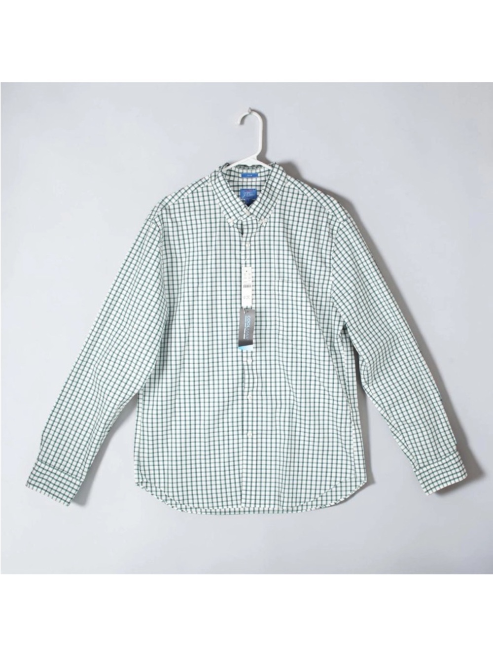 J Crew Secret Wash Lightweight Coolmax Slim Gingham Shirt Mens L Green White NWT